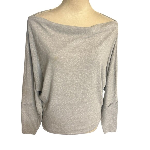 Free People We The Free Slouchy Gray Boat Neck Dolman Sleeve Pullover Top Sz M - Picture 3 of 11
